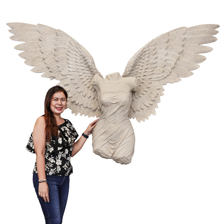 Take Flight Classical Female Torso Angel Wing Wall Sculpture Stone ...