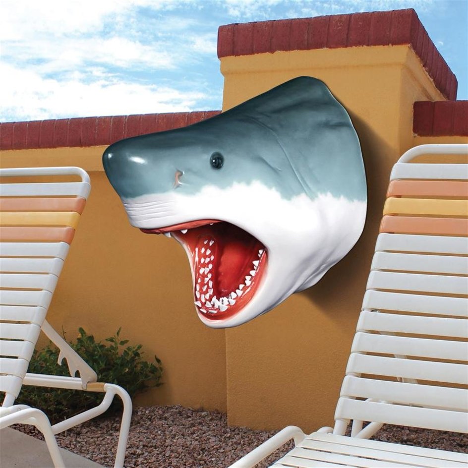 New Great White Shark Garden Statue Resin 3D Alligator Head Door