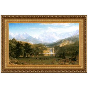 Rocky Mountains, Lander's Peak Framed Canvas Replica Painting: Medium