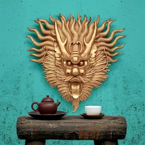 Tibetan Dragon Mask Wall Sculpture