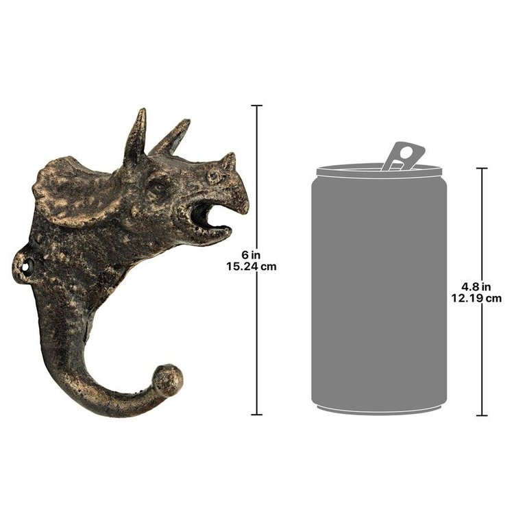 Triceratops Decorative Dinosaur Foundry Cast Iron Wall Hook - SP2815 ...