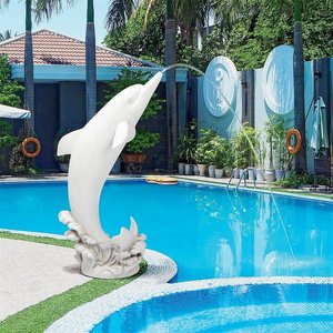 Tropical Tale Leaping Dolphin Piped Garden Statue: Large