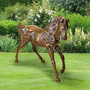 Trotting Thoroughbred Horse Cast Bronze Garden Statue