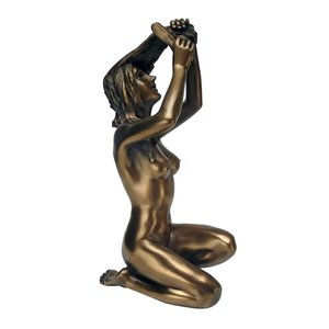 Woman Combing Hair: Nude Female Statue